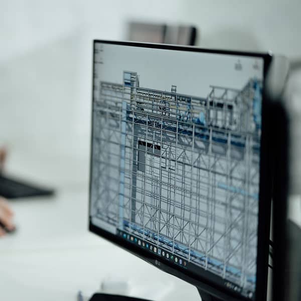 CAD drawings being viewed on monitor